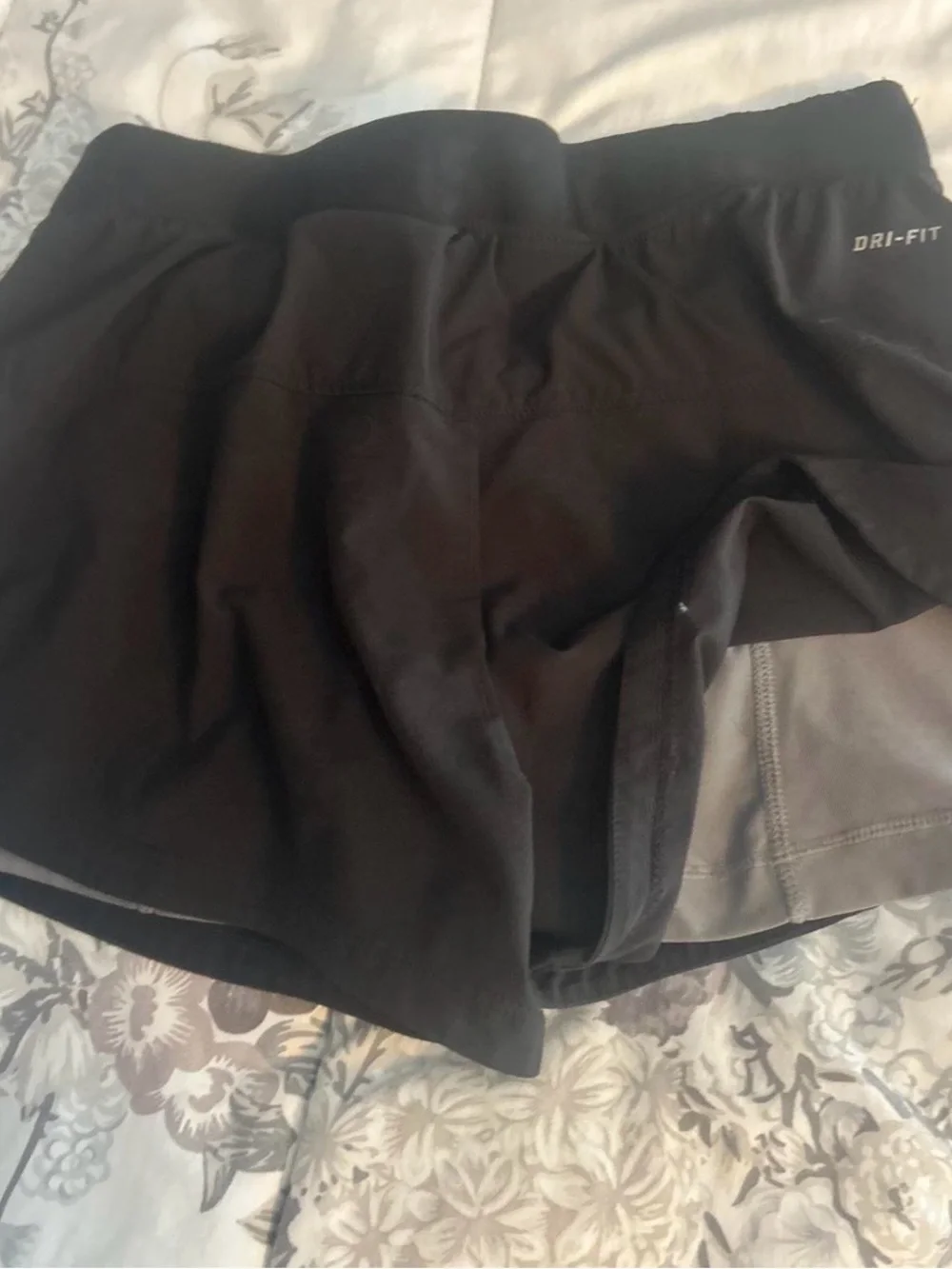 Nike Black Women's Dri-FIT Athletic Shorts with White Swoosh